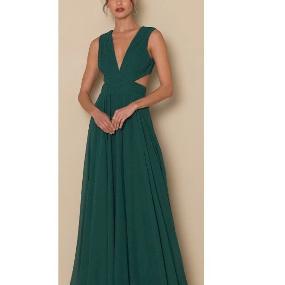Lulu's Vivid Imagination Emerald Green Cutout Maxi Dress Large New NWT - Picture 14 of 14
